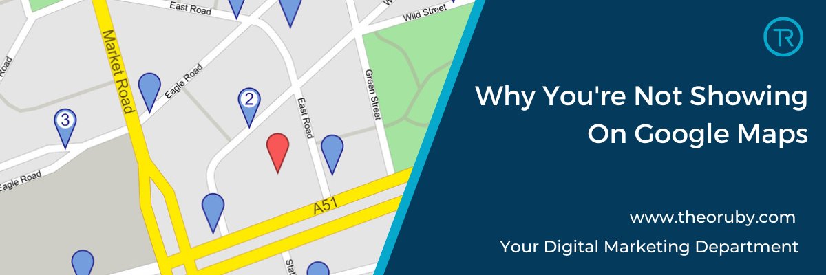 Why is my business not showing up on Google Maps, shown by map pins with one business marked in red