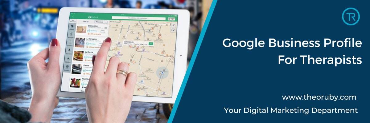Google Business Profile for therapists shown as local map listings on a tablet