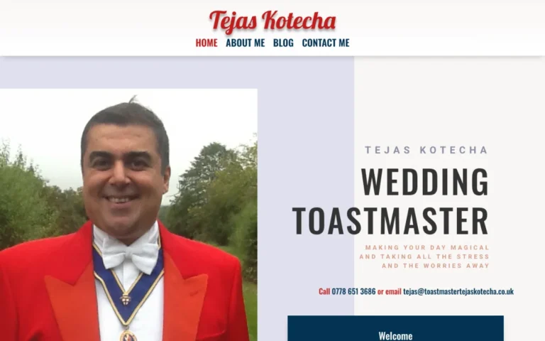 Home page of the Asian Wedding Toastmaster Tejas Kotecha website