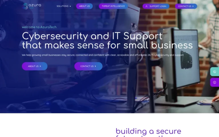 Home page of the AzuraTech website