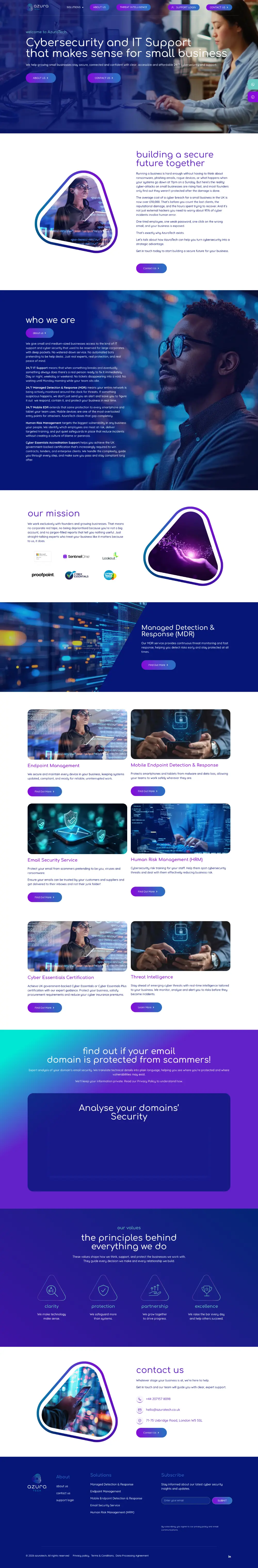 Screenshot of the whole AzuraTech home page
