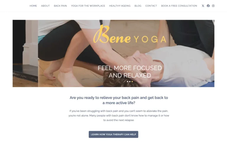 Home page of the Bene Yoga website