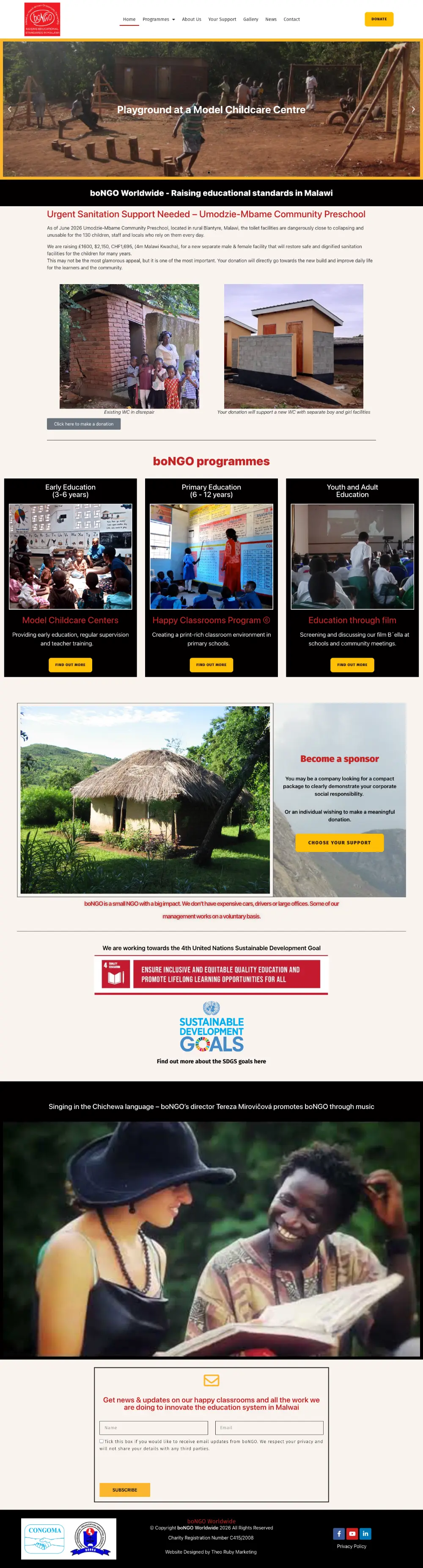 Screenshot of the whole boNGO Worldwide home page