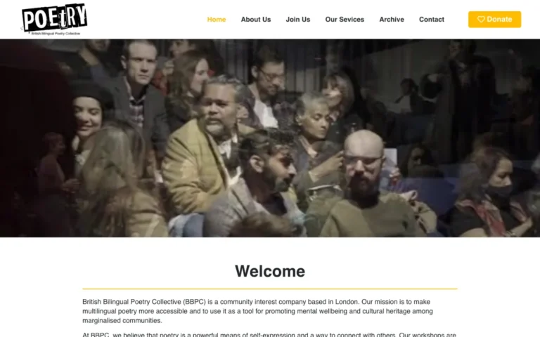 Home page of the British Bilingual Poetry Collective website