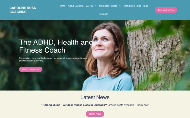 Home page of the Caroline Ross Coaching website