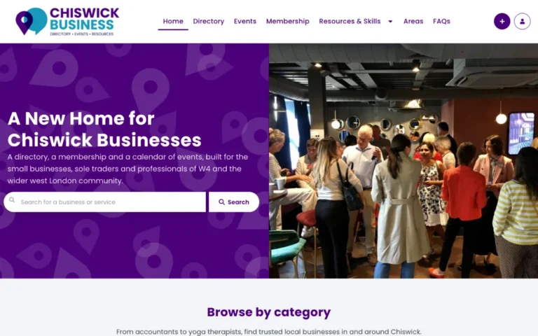 Home page of the Chiswick Business website