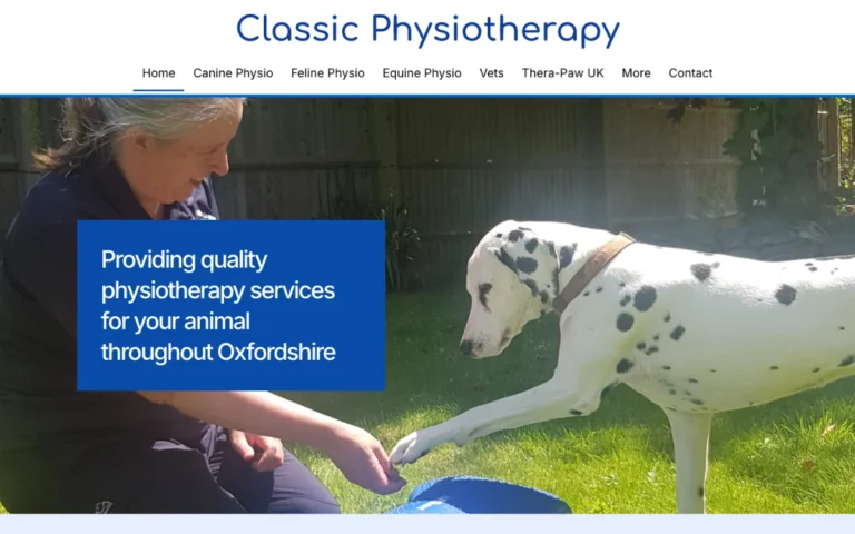 Home page of the Classic Physiotherapy website