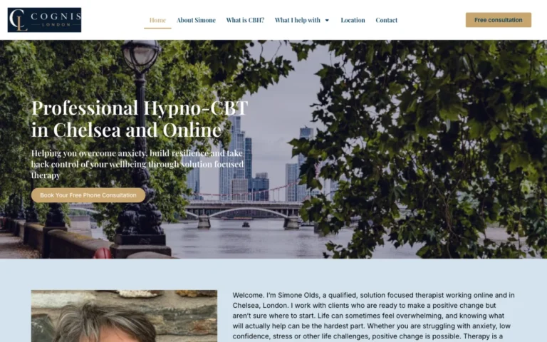 Home page of the Cognis London website