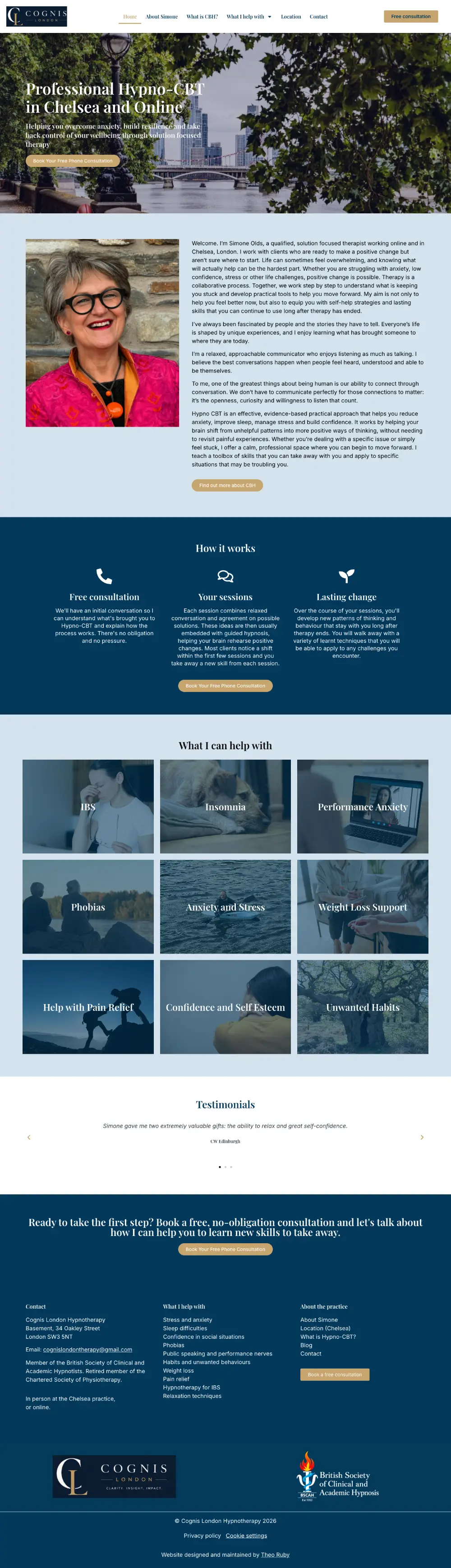 Screenshot of the whole Cognis London home page