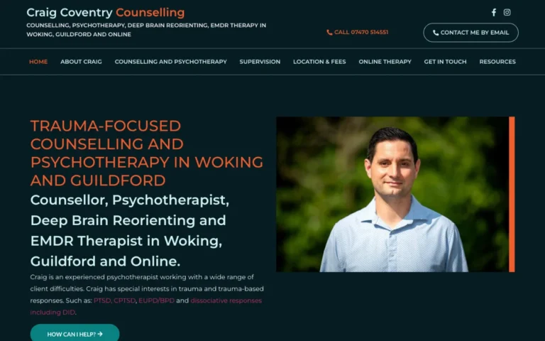 Home page of the Craig Coventry Counselling website