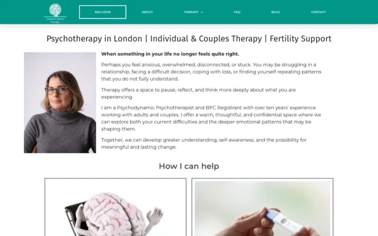 Home page of the Deborah Petrou Therapy website