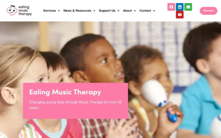 Home page of the Ealing Music Therapy website