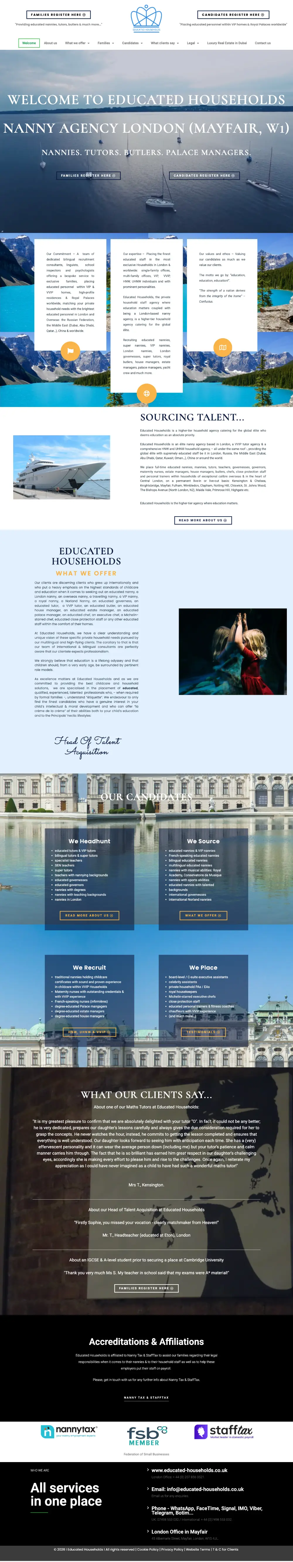 Screenshot of the whole Educated Households home page