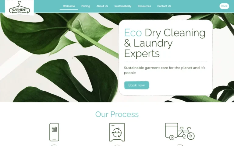 Home page of the Garment Spa London website