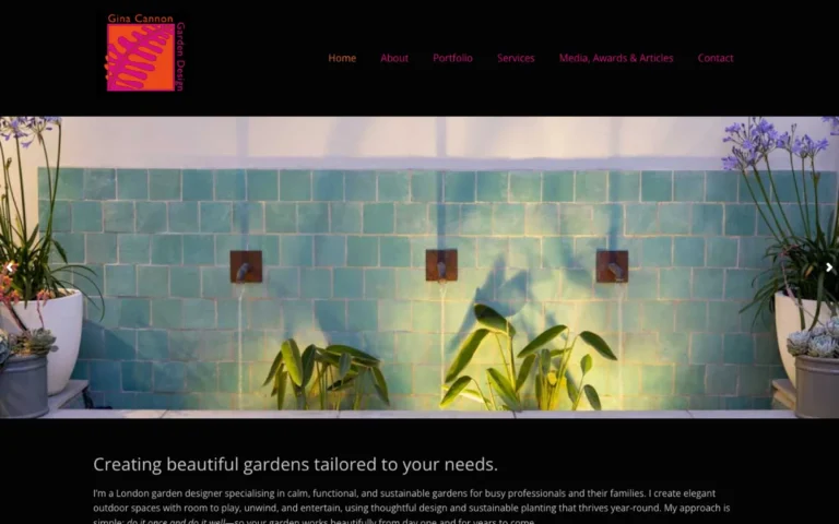 Home page of the Gina Cannon Garden Design website