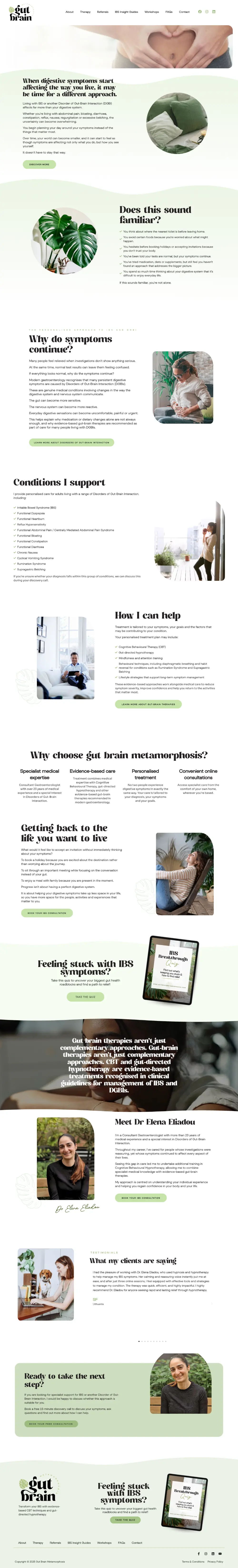 Screenshot of the whole Gut Brain Metamorphosis home page