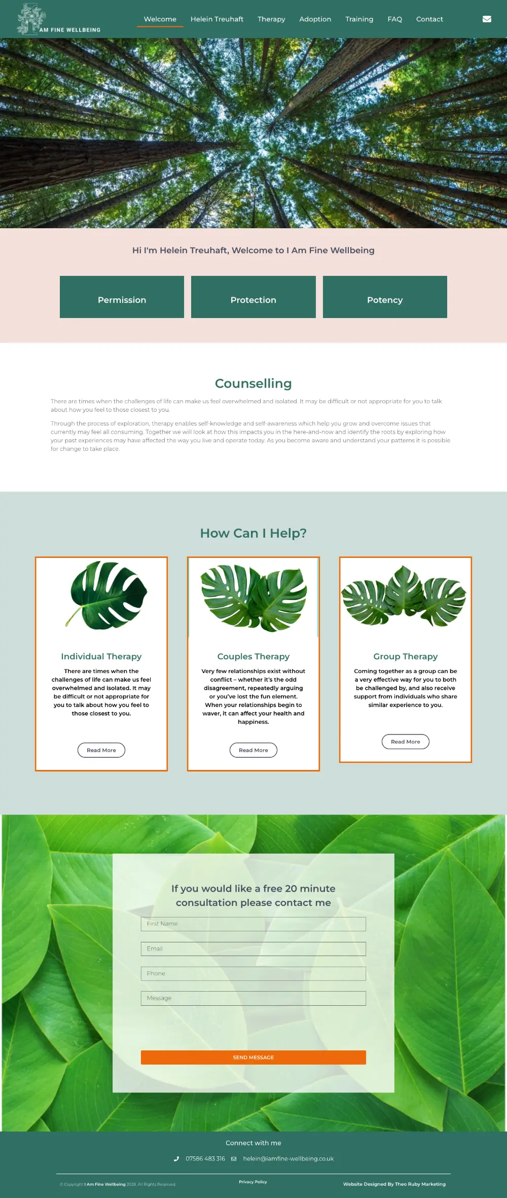 Screenshot of the whole I Am Fine Wellbeing home page