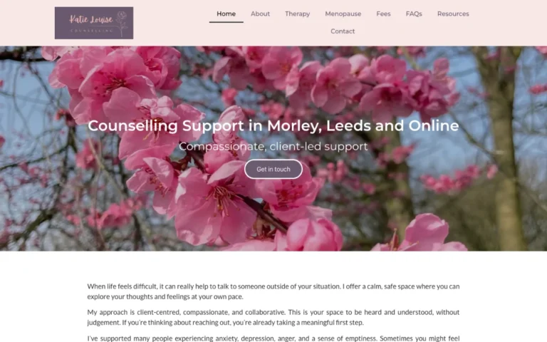 Home page of the Katie Louise Counselling website