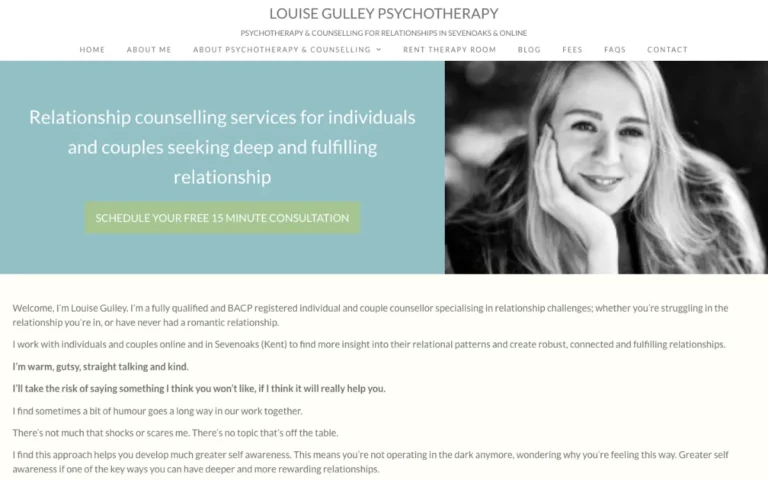Home page of the Louise Gulley Psychotherapy website