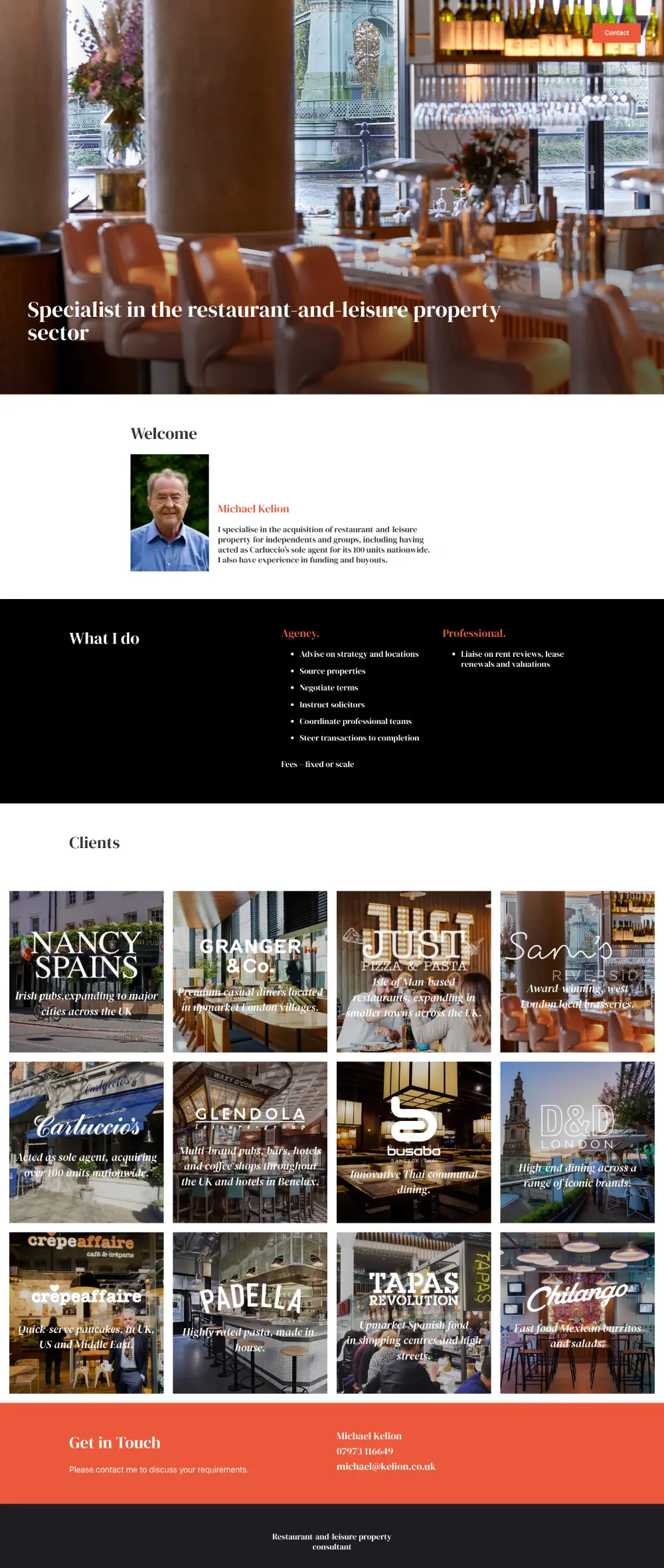 Screenshot of the whole Michael Kelion home page
