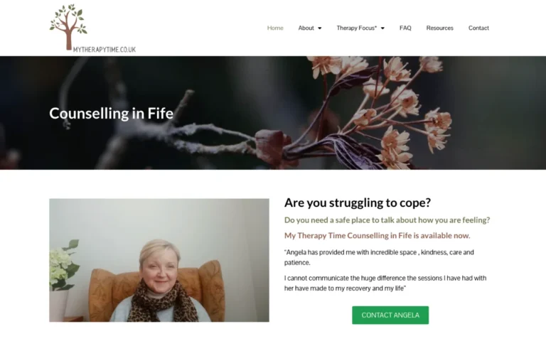 Home page of the My Therapy Time website