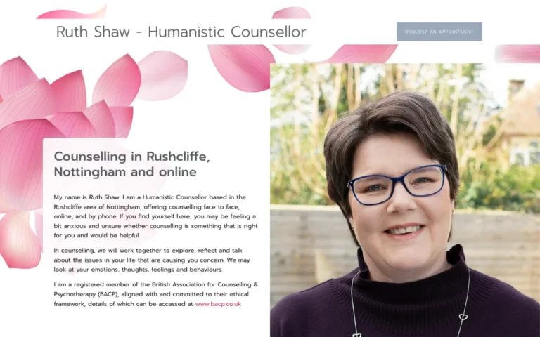 Home page of the Ruth Shaw Counselling website