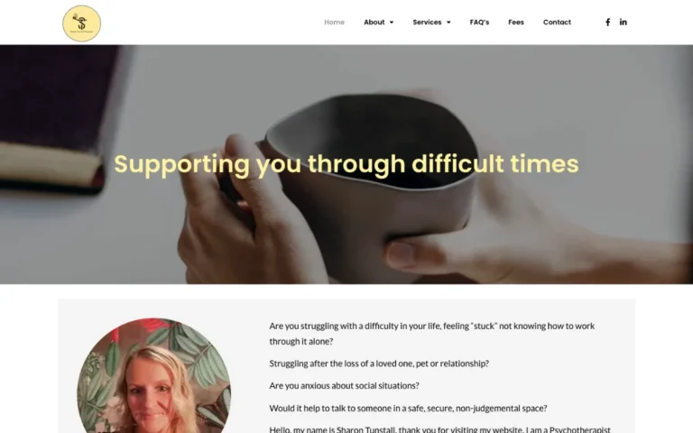 Home page of the Sharon Tunstall Therapies website