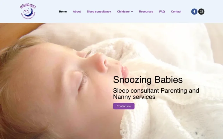 Home page of the Snoozing Babies website