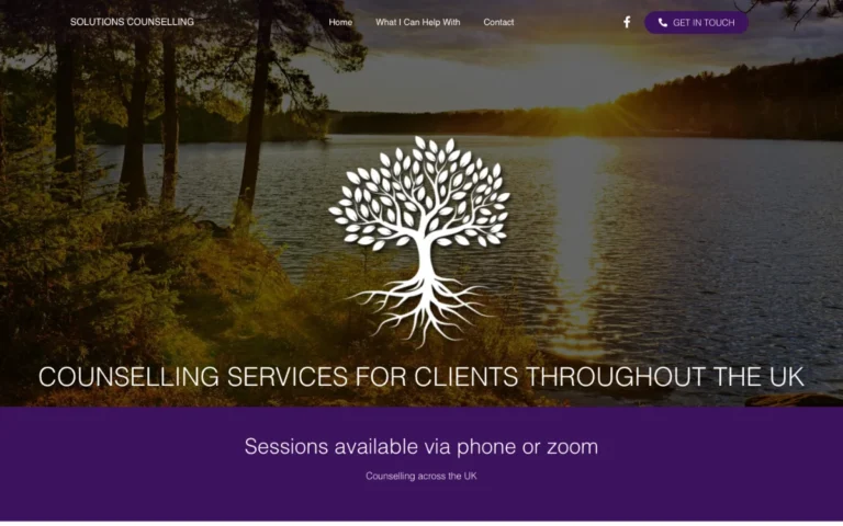 Home page of the Solutions Counselling website