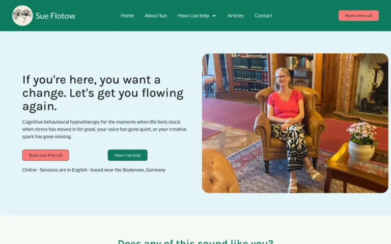 Home page of the Sue Flotow website