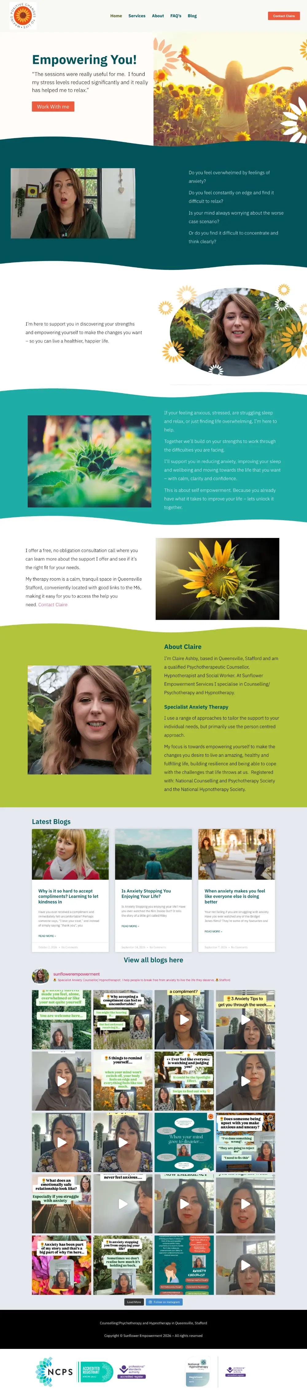 Screenshot of the whole Sunflower Empowerment home page