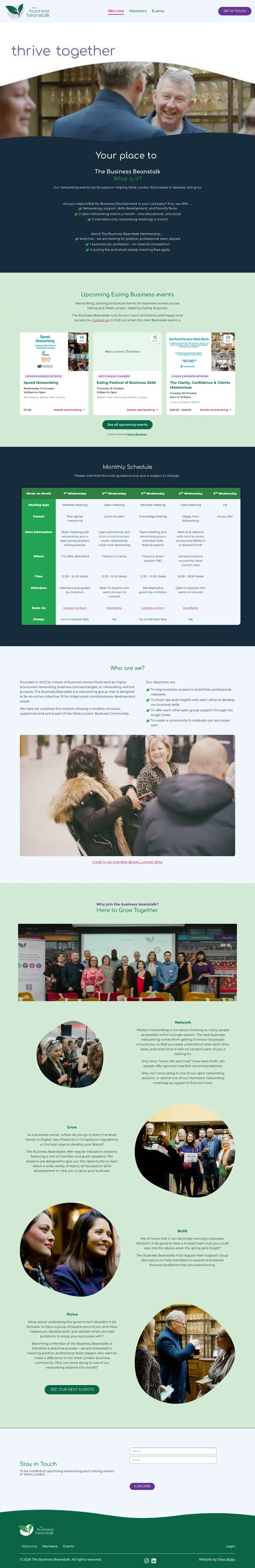 Screenshot of the whole The Business Beanstalk home page