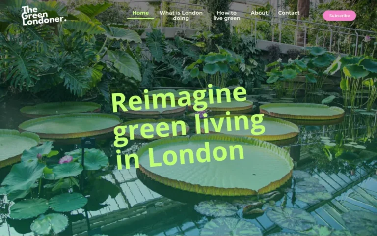 Home page of the The Green Londoner website