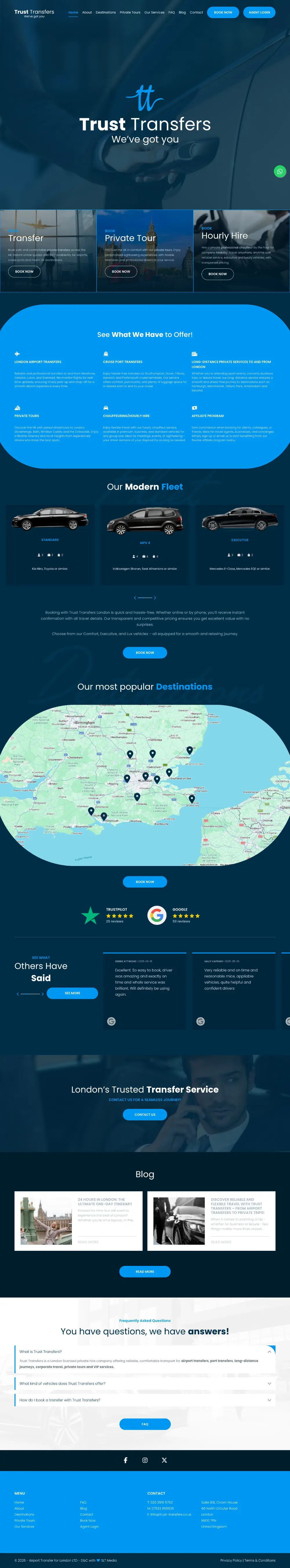 Screenshot of the whole Trust Transfers home page