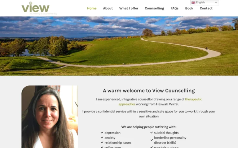 Home page of the View Counselling & Psychotherapy website