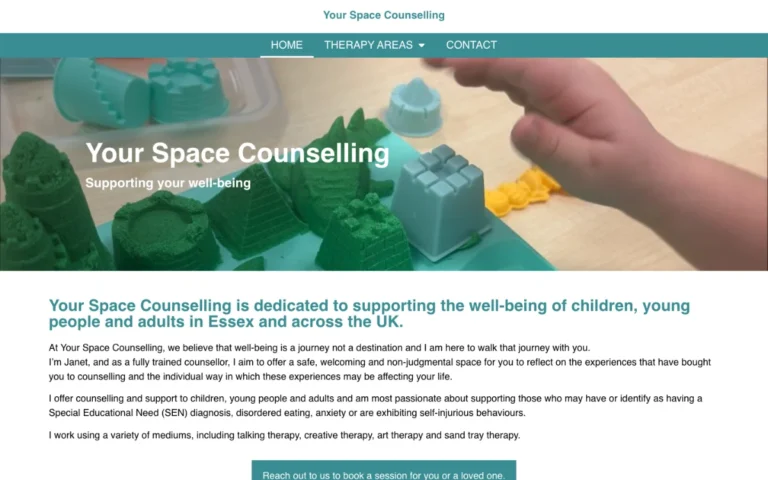 Home page of the Your Space Counselling website